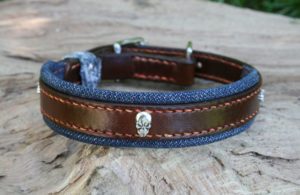 Collier chien en cuir modèle PETIT DIABLE - Édition DENIM