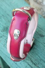 Collier chien modèle ROCK N'LOVE - Édition en cuir ROSE