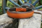 Collier chien CLUB - En cuir fauve & marron