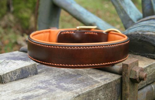 Collier chien OLD NETHERLANDS - En cuir Marron & orange