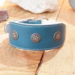 collier lévrier cuir turquoise doublé blanc fleur navajo n°12