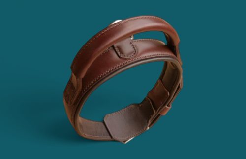 Collier chien en cuir avec POIGNÉE LARGE et couleur au choix