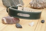 Collier chien IRLAND - En cuir vert & crème