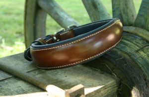 Collier chien AMIRAL - En cuir marron & bleu