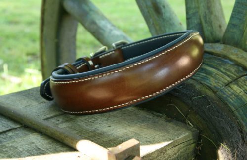 Collier chien AMIRAL - En cuir marron & bleu