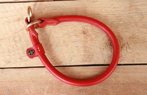 Collier chien cuir rond - ROUGE DE FRANCE