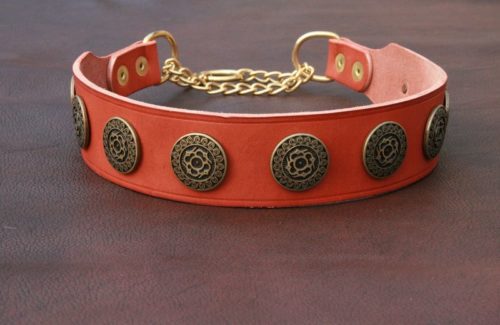 Collier chien cuir large - BONHEUR ET CHANCE