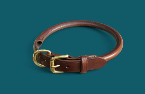 Collier Akita Inu en cuir rond - L'ESSENTIEL - Avec couleurs au choix